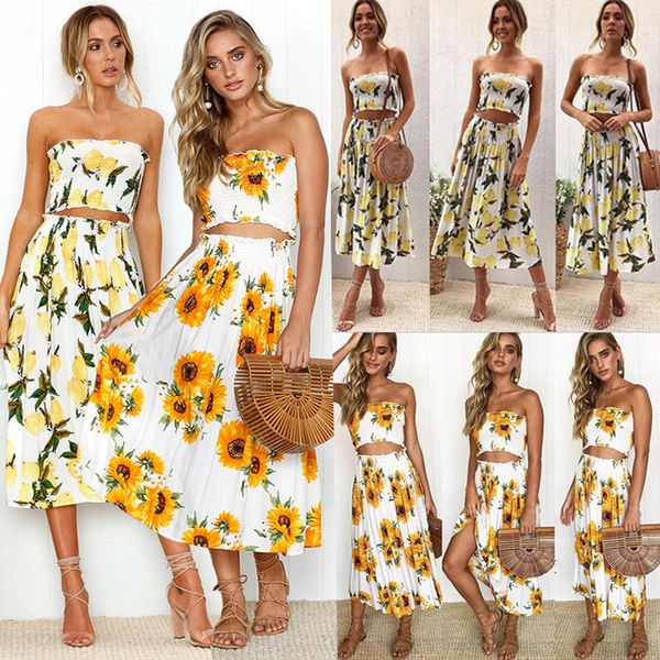 newly summer boho dress sets 2pcs women clothes sets off shoulder skinny lemon sunflower print vest skirts 2 style, Black;gray
newly summer boho dress sets 2pcs women clothes sets off shoulder skinny lemon sunflower print vest skirts 2 style, Black;gray