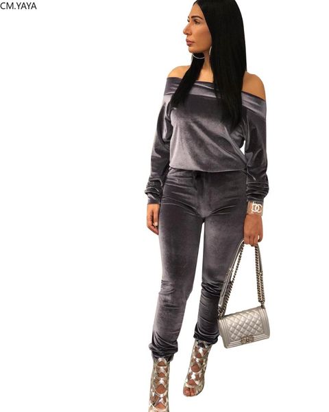 autumn winter women's set solid full sleeve tracksuits slash neck pants velvet two piece set casual outfits night club 5133, White
autumn winter women's set solid full sleeve tracksuits slash neck pants velvet two piece set casual outfits night club 5133, White