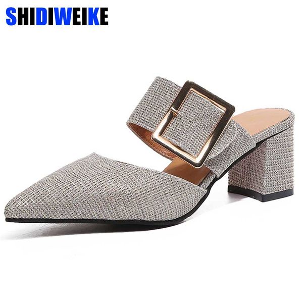 graceful women female fashion casual belt buckle pointed toe half slides sandals high chunky heels slippers mules shoes g433, Black
graceful women female fashion casual belt buckle pointed toe half slides sandals high chunky heels slippers mules shoes g433, Black