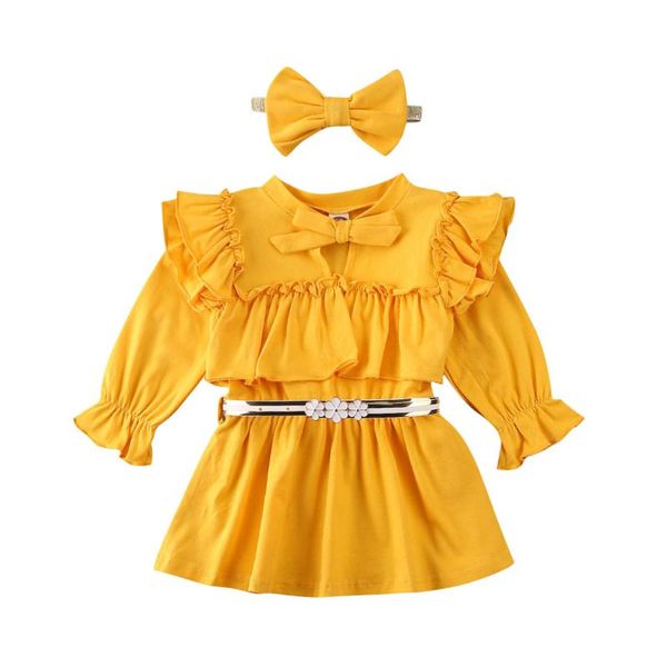 new toddler kid baby girl 3pcs clothes long sleeve dress ruffle solid dresses, Red;yellow
new toddler kid baby girl 3pcs clothes long sleeve dress ruffle solid dresses, Red;yellow