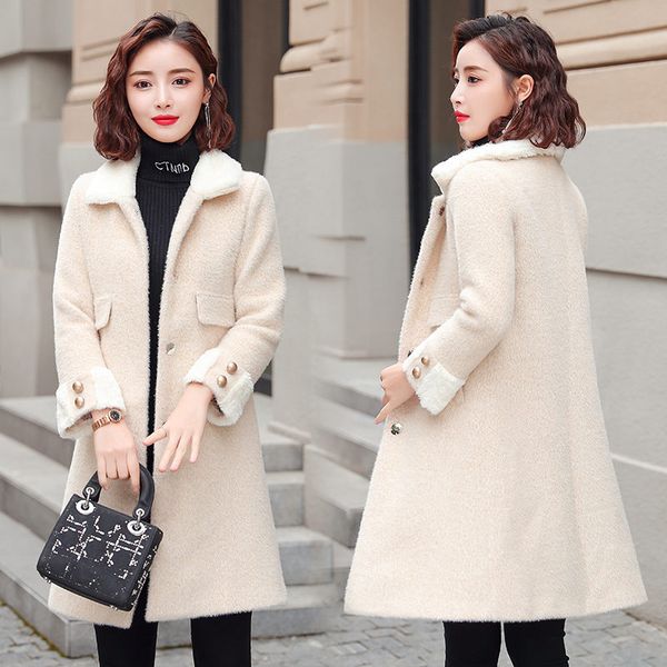 women's wool & blends 2021 autumn and winter thick woolen coat women long lapel elegant patchwork windbreaker flannel jacket lady plus, Black
women's wool & blends 2021 autumn and winter thick woolen coat women long lapel elegant patchwork windbreaker flannel jacket lady plus, Black