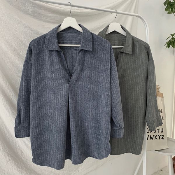 summer men shirts korean loose casual striped pullover shirts men three quarter aquare collar shirt japan harajuku male, White;black
summer men shirts korean loose casual striped pullover shirts men three quarter aquare collar shirt japan harajuku male, White;black