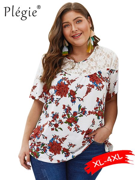 plegie plus size lace patchwork shirt xl-4xl floral print summer womens and blouses short sleeve blusas mujer de moda 2019, White
plegie plus size lace patchwork shirt xl-4xl floral print summer womens and blouses short sleeve blusas mujer de moda 2019, White