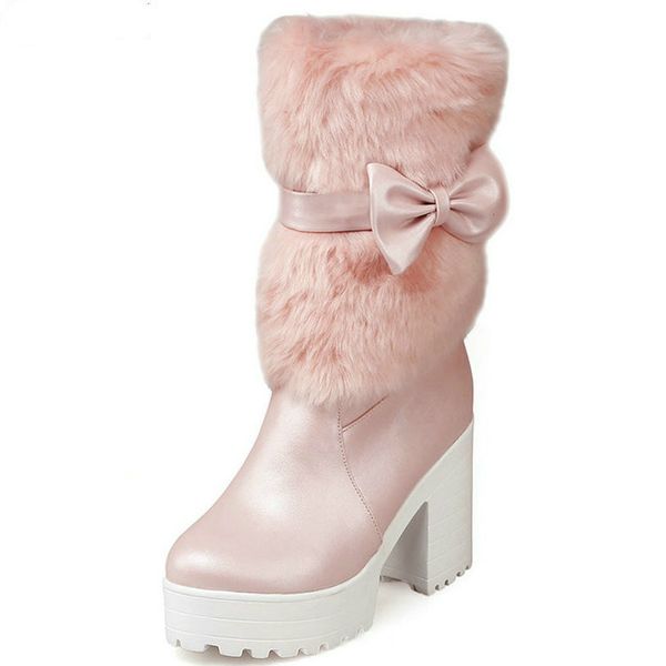 2019 white ladies shoes high heel women mid calf boots sweet bow tie winter woman snow boots fur casual shoes size 34-42, Black
2019 white ladies shoes high heel women mid calf boots sweet bow tie winter woman snow boots fur casual shoes size 34-42, Black