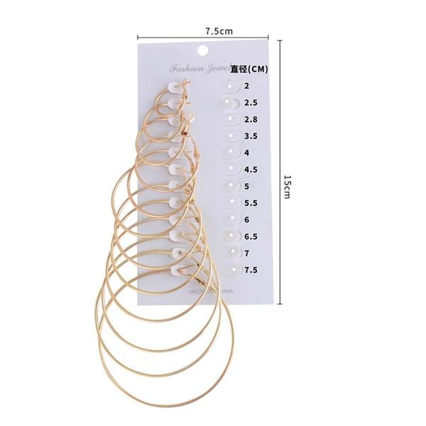 12 pair big hoop earrings fashion female jewelry round alloy earrings ear accessories for party wedding, Golden;silver
12 pair big hoop earrings fashion female jewelry round alloy earrings ear accessories for party wedding, Golden;silver