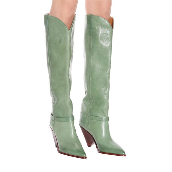 new western slip on pointed toe cowboy boots for women fashion green spike high heels shoes woman wild calf knee high boots 2019, Black
new western slip on pointed toe cowboy boots for women fashion green spike high heels shoes woman wild calf knee high boots 2019, Black
