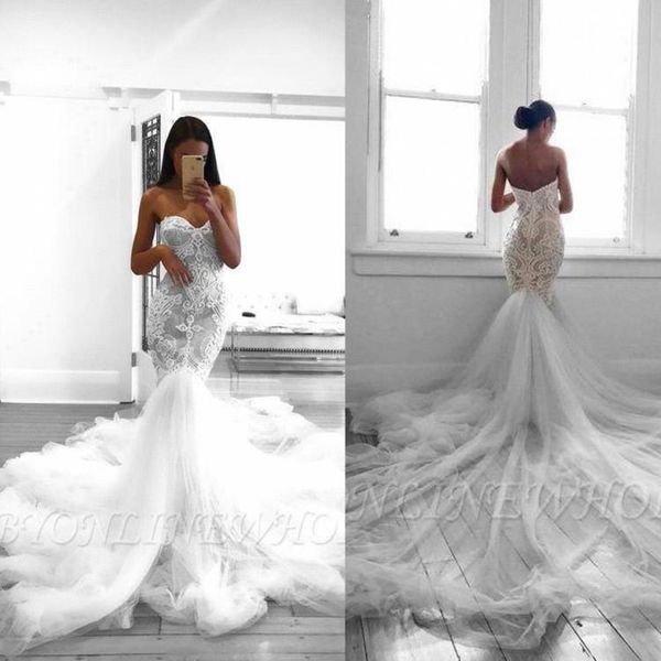 gorgeous tulle mermaid wedding dresses sweetheart neck full lace sweep train appliques bridal gowns vestido de novia, White
gorgeous tulle mermaid wedding dresses sweetheart neck full lace sweep train appliques bridal gowns vestido de novia, White