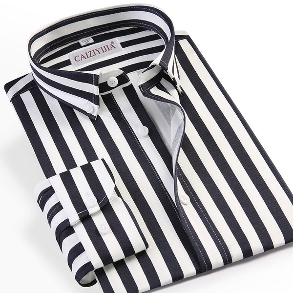 men's dress shirts fashion design striped long sleeve button down men shirt slim fit brand classic male casual social clothing, White;black
men's dress shirts fashion design striped long sleeve button down men shirt slim fit brand classic male casual social clothing, White;black
