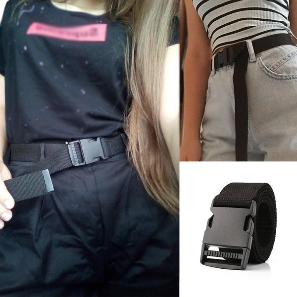 women men canvas belts plastic buckle solid color tactical waist strap jeans trouser black white student female waistband, Black;brown
women men canvas belts plastic buckle solid color tactical waist strap jeans trouser black white student female waistband, Black;brown