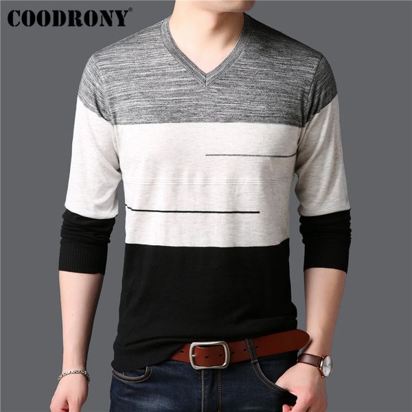 coodrony mens sweaters 2019 new arrival cashmere cotton sweater men knitwear pull homme casual striped v-neck pullover men 91005, White;black
coodrony mens sweaters 2019 new arrival cashmere cotton sweater men knitwear pull homme casual striped v-neck pullover men 91005, White;black
