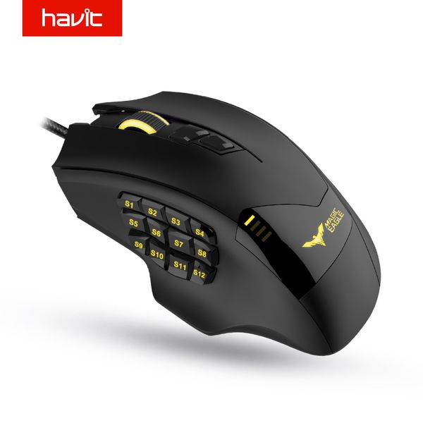 

HAVIT Gaming Mouse проводная оптическая мышь 19 программируемых кнопок компьютера 12000 DPI Gamer для ПК HV-MS735