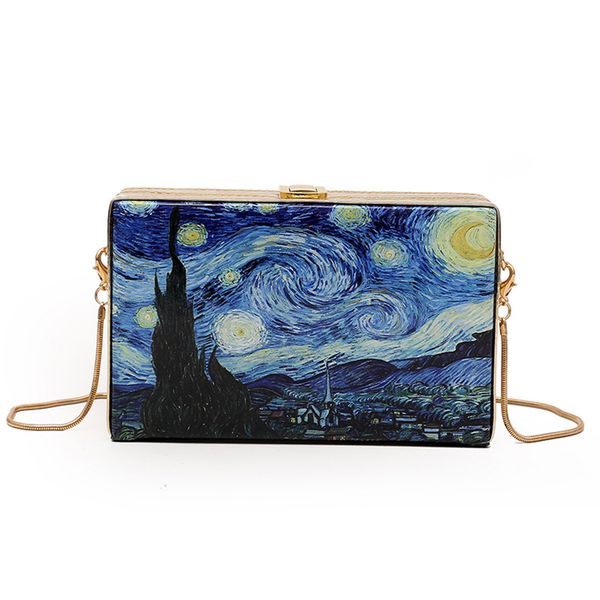 fashion cartoon oil painting crossbody bags for women vintage starry style box ladies messenger shoulder bag party clutch mini
fashion cartoon oil painting crossbody bags for women vintage starry style box ladies messenger shoulder bag party clutch mini