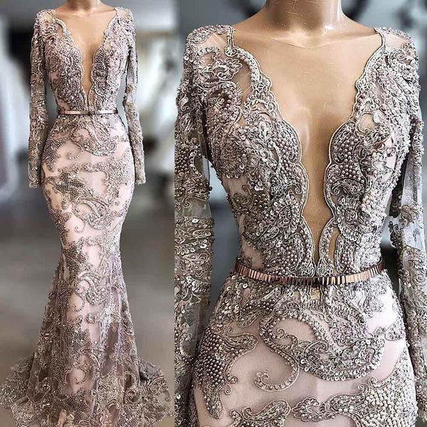 embroidery lace mermaid evening dress long sleeves plunging neckline hand make beaded sheer vestido de noiva, White;black
embroidery lace mermaid evening dress long sleeves plunging neckline hand make beaded sheer vestido de noiva, White;black