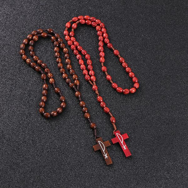 komi wooden red brown rosary beads cross pendant long necklace for women men catholic christ religious jesus jewelry gift r-226, Silver
komi wooden red brown rosary beads cross pendant long necklace for women men catholic christ religious jesus jewelry gift r-226, Silver