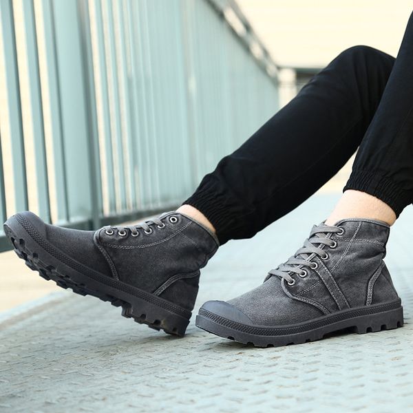 2019 canvas work shoes safety boots men grey combat boots high rubber sole sdc5, Black
2019 canvas work shoes safety boots men grey combat boots high rubber sole sdc5, Black