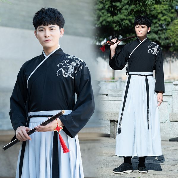 2019 new style chinese clothing men's chinese-style ancient costume students daily life business attire set knight han dynasty e, Black;red
2019 new style chinese clothing men's chinese-style ancient costume students daily life business attire set knight han dynasty e, Black;red