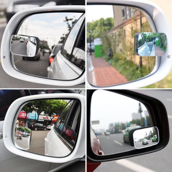 2pcs car rearview mirror 360 reverse auxiliary mirror rectangular fan new