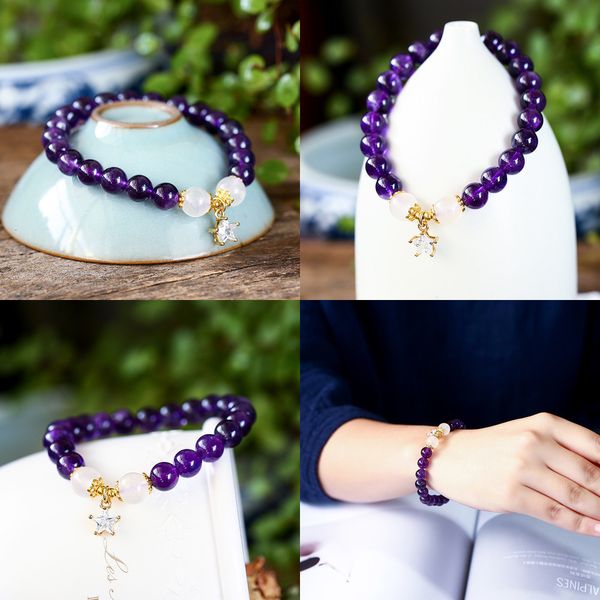 925 natural amethyst ma'am bracelet silver accessories stars pendeloque cut single circle sweet woman amethyst hand string, Black
925 natural amethyst ma'am bracelet silver accessories stars pendeloque cut single circle sweet woman amethyst hand string, Black