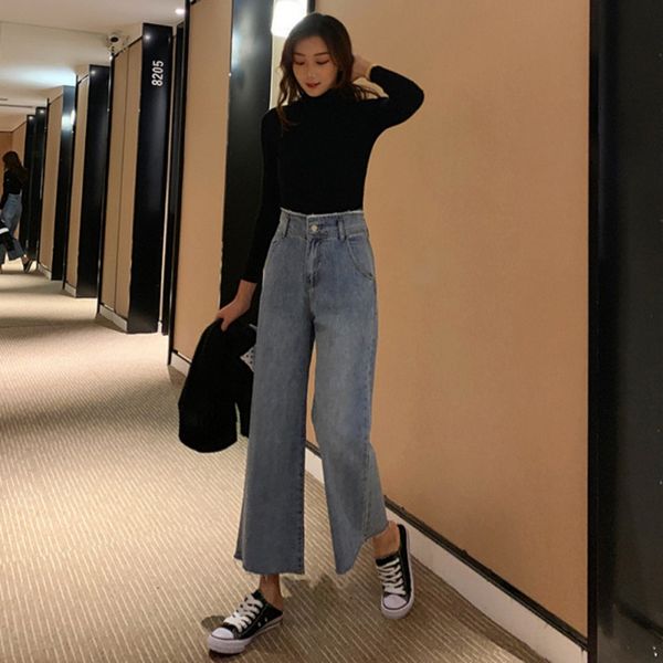 fashion zipper denim pants high waist pockets denim pants korean version ankle length trousers women wide leg, Blue
fashion zipper denim pants high waist pockets denim pants korean version ankle length trousers women wide leg, Blue