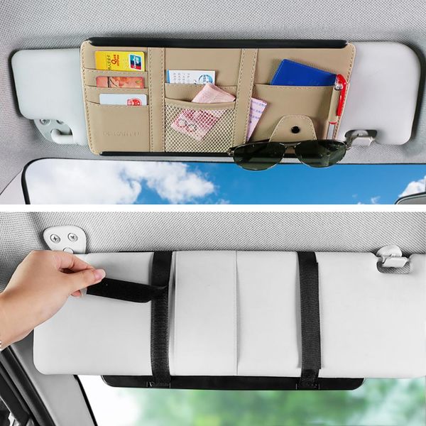 universal car sun visor leather case holder for card glasses mobile phone storage bag receipt auto organizer car-styling
universal car sun visor leather case holder for card glasses mobile phone storage bag receipt auto organizer car-styling