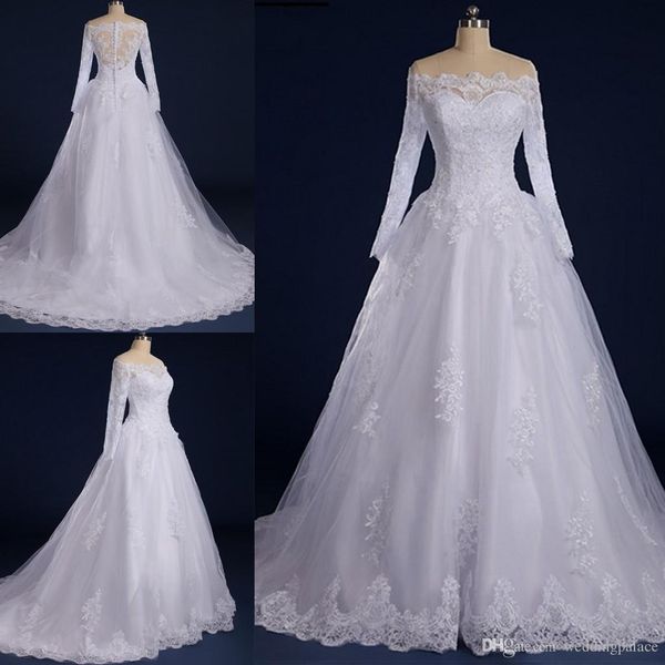 real long sleeve a-line wedding dresses button back court train appliques beaded princess arabic bride bridal dress gown wedding gowns, White
real long sleeve a-line wedding dresses button back court train appliques beaded princess arabic bride bridal dress gown wedding gowns, White