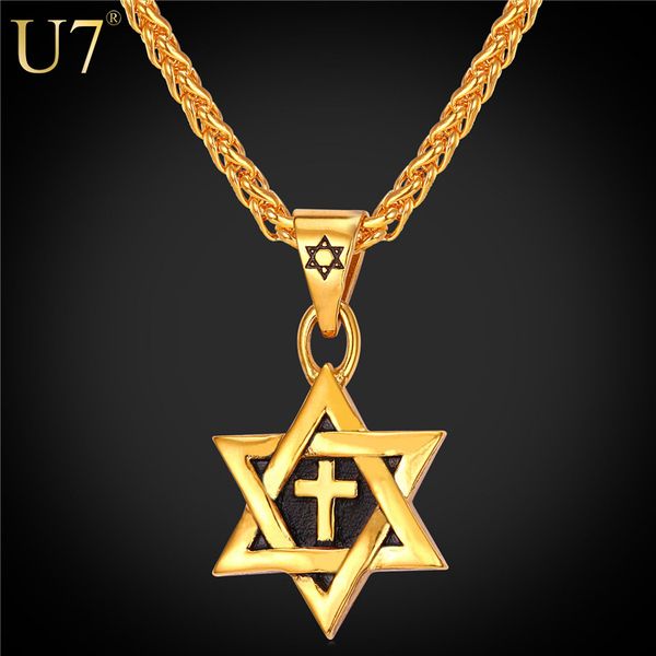 unique magen star of david pendant cross necklace women chain 18k gold plated men stainless steel israel jewish necklace p819
unique magen star of david pendant cross necklace women chain 18k gold plated men stainless steel israel jewish necklace p819