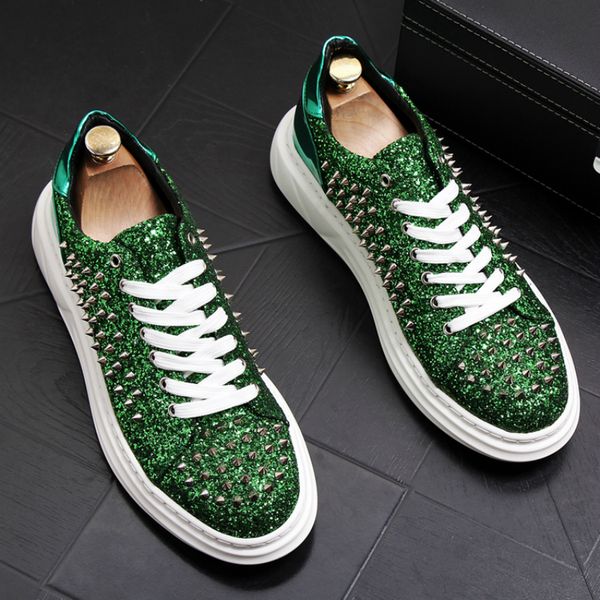 men's casual punk stage dress cow leather shoes lace-up platform rivet shoe night club footwear chaussure homme sneakers sapatos, Black
men's casual punk stage dress cow leather shoes lace-up platform rivet shoe night club footwear chaussure homme sneakers sapatos, Black
