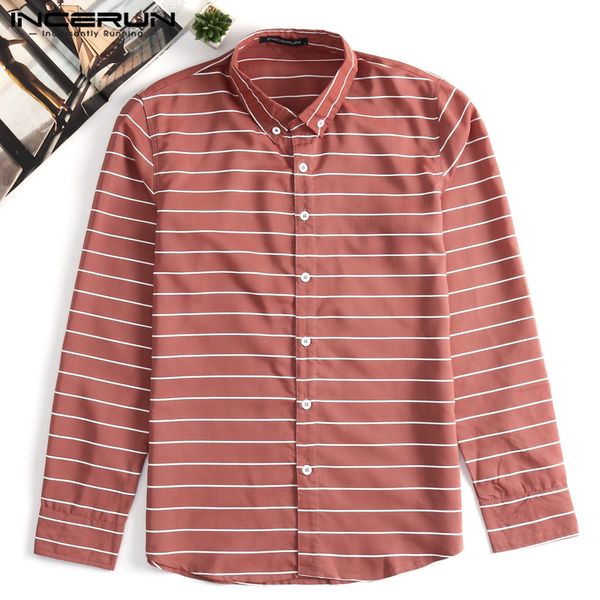 incerun 2019 striped men dress shirt long sleeve lapel neck streetwear casual shirts men slim fit fashion brand basci shirt, White;black
incerun 2019 striped men dress shirt long sleeve lapel neck streetwear casual shirts men slim fit fashion brand basci shirt, White;black