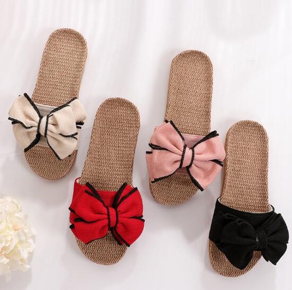 women summer breathable linen slippers comfortable home slides light slides cute bow non-slip bedroom shoes linen, Black
women summer breathable linen slippers comfortable home slides light slides cute bow non-slip bedroom shoes linen, Black