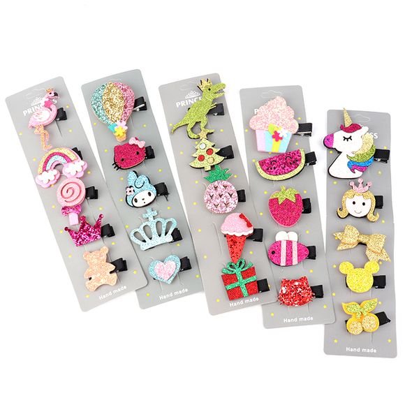 5 pcs children's hair clip set crown cartoon animal duckbill clip side cute girl hair accessories, Slivery;white
5 pcs children's hair clip set crown cartoon animal duckbill clip side cute girl hair accessories, Slivery;white