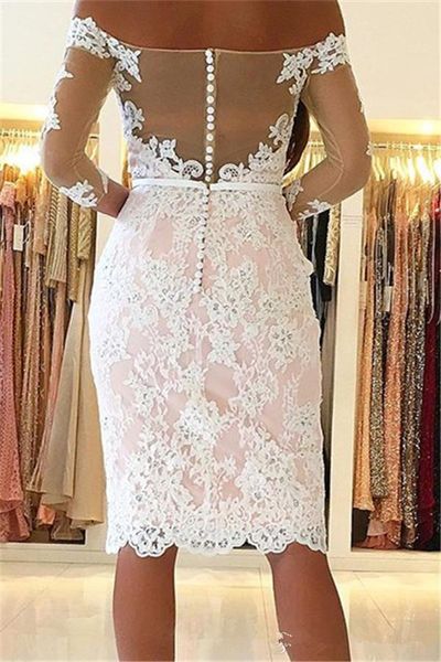 white cocktail dress with long sleeve sheath lace short mini prom gowns knee length see though back arabic bateau formal graduation dress, Black
white cocktail dress with long sleeve sheath lace short mini prom gowns knee length see though back arabic bateau formal graduation dress, Black