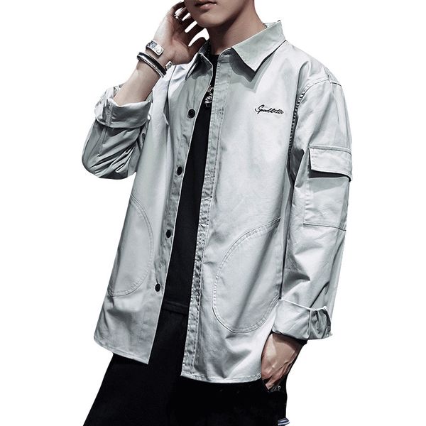 new men shirt autumn casual man shirt cotton cargo slim button solid long sleeve men pocket shirts msl12, White;black
new men shirt autumn casual man shirt cotton cargo slim button solid long sleeve men pocket shirts msl12, White;black