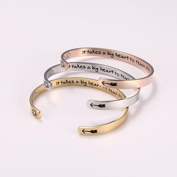 rose gold/gold color stainless steel bio health care bracelet & bangle it takes a big heart to teach little minds therapy bangle, Black
rose gold/gold color stainless steel bio health care bracelet & bangle it takes a big heart to teach little minds therapy bangle, Black