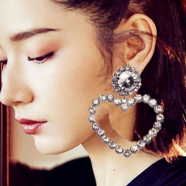 new big glass crystal heart pendant women dangle earrings jewelry fashion lady's party statement earrings accessories, Silver
new big glass crystal heart pendant women dangle earrings jewelry fashion lady's party statement earrings accessories, Silver