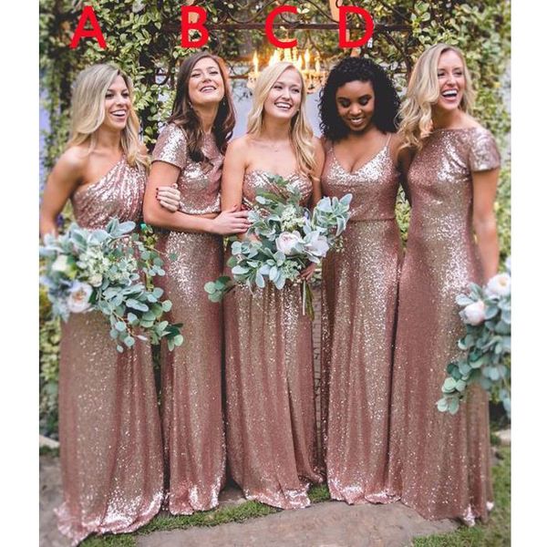 Rose Gold Sequined Mismatched Long Wedding Bridesmaid Dresses Bridesmaids Dress Plus Size robes robes de demoiselle d'honneur Brautjungfernk
Rose Gold Sequined Mismatched Long Wedding Bridesmaid Dresses Bridesmaids Dress Plus Size robes robes de demoiselle d'honneur Brautjungfernk