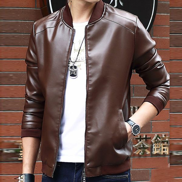 2019 autumn and winter men's jacket leather coat motorcycle slim leather jacket fashion casual solid black brown abrigo hombre
2019 autumn and winter men's jacket leather coat motorcycle slim leather jacket fashion casual solid black brown abrigo hombre