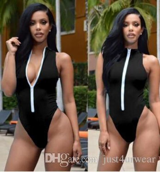 women summer clothing bikinis beach front zipper up design one piece bikini swim playsuits, White;black
women summer clothing bikinis beach front zipper up design one piece bikini swim playsuits, White;black