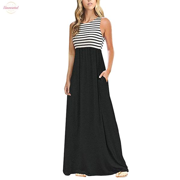 summer maxi dress 2020 crew neck women elegant striped sleeveless party long dress woman party night dresses summer clothes for women, Black;gray
summer maxi dress 2020 crew neck women elegant striped sleeveless party long dress woman party night dresses summer clothes for women, Black;gray