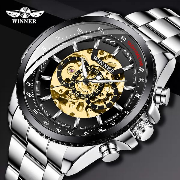 winner black automatic mechanical watches for men skeleton stainless steel self-wind wrist watch men clock relogio masculino, Slivery;brown
winner black automatic mechanical watches for men skeleton stainless steel self-wind wrist watch men clock relogio masculino, Slivery;brown