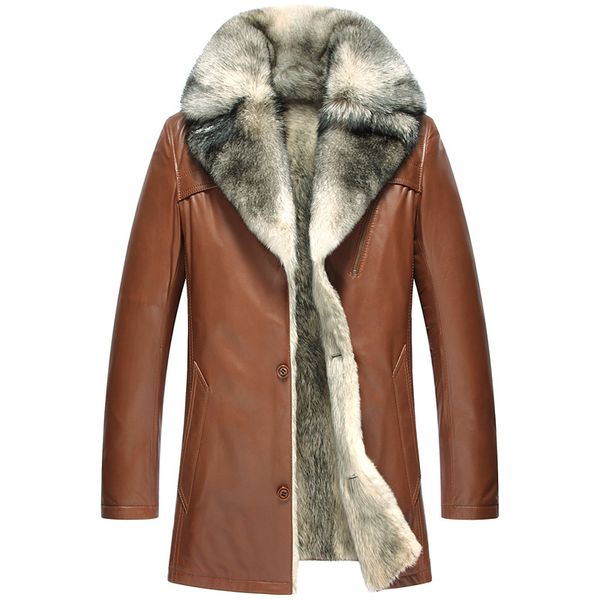 wolf hair liner winter men leather jacket sheepskin fur one warmer genuine leather coat grass lining men's winter jackets coats, Black
wolf hair liner winter men leather jacket sheepskin fur one warmer genuine leather coat grass lining men's winter jackets coats, Black