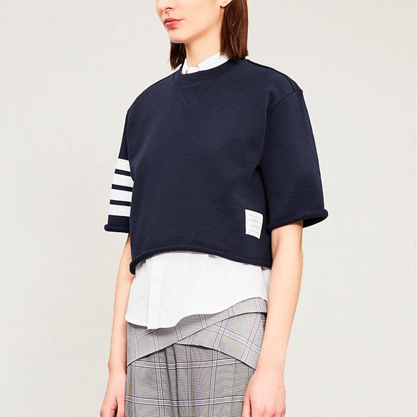 2020 fashion tb brand short t-shirt women loose sport clothing hip hop half sleeve summer o-neck striped cotton shirts, White
2020 fashion tb brand short t-shirt women loose sport clothing hip hop half sleeve summer o-neck striped cotton shirts, White
