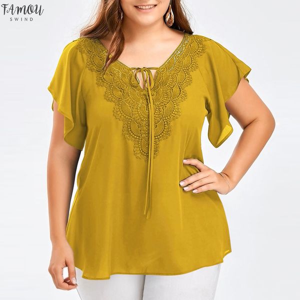 plus size summer fashion patchwork lace up blouse ladies loose female women half shirt blusas flutter sleeve femininas pullover, White
plus size summer fashion patchwork lace up blouse ladies loose female women half shirt blusas flutter sleeve femininas pullover, White