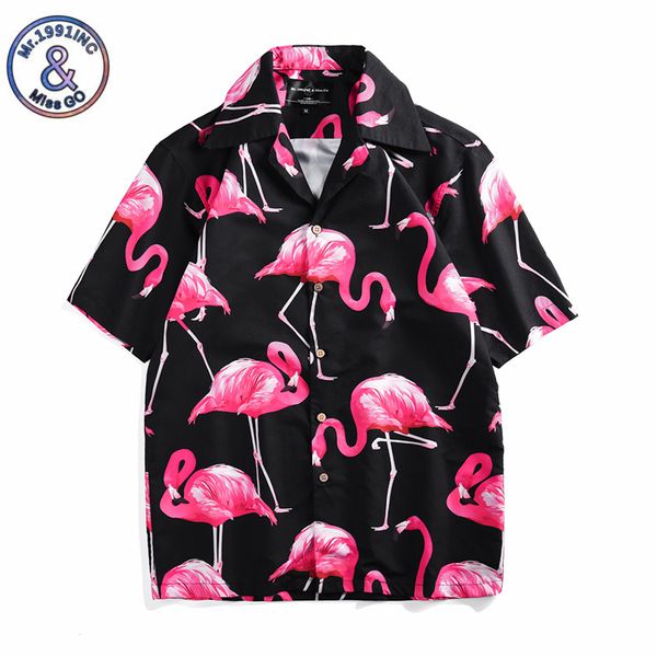 мужская гавайская рубашка мужская повседневная camisa masculina flamingos печатные пляжные рубашки с коротким рукавом свободная одежда мужск, White;black 
мужская гавайская рубашка мужская повседневная camisa masculina flamingos печатные пляжные рубашки с коротким рукавом свободная одежда мужск, White;black