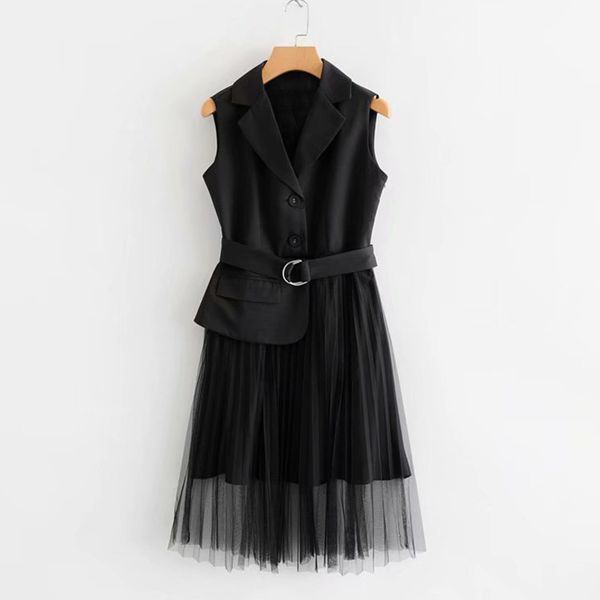 #0728 summer spliced mesh office vest waistcoat for women adjustable waist office long suit vest sleeveless jacket female black, Black;white
#0728 summer spliced mesh office vest waistcoat for women adjustable waist office long suit vest sleeveless jacket female black, Black;white