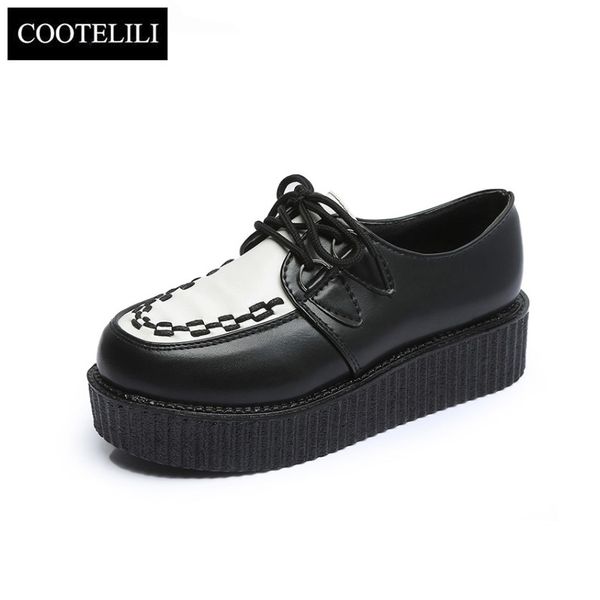 cootelili 35-41 spring casual harajuku women shoes flat platform lace-up retro girls shoes solid round toe leisure single, Black
cootelili 35-41 spring casual harajuku women shoes flat platform lace-up retro girls shoes solid round toe leisure single, Black