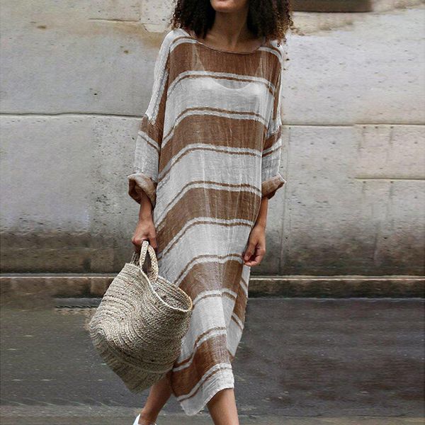 women plus size casual linen loose batwing sleeve stripe print long maxi dress party midi dress splice work vestido 2019, Black;gray
women plus size casual linen loose batwing sleeve stripe print long maxi dress party midi dress splice work vestido 2019, Black;gray