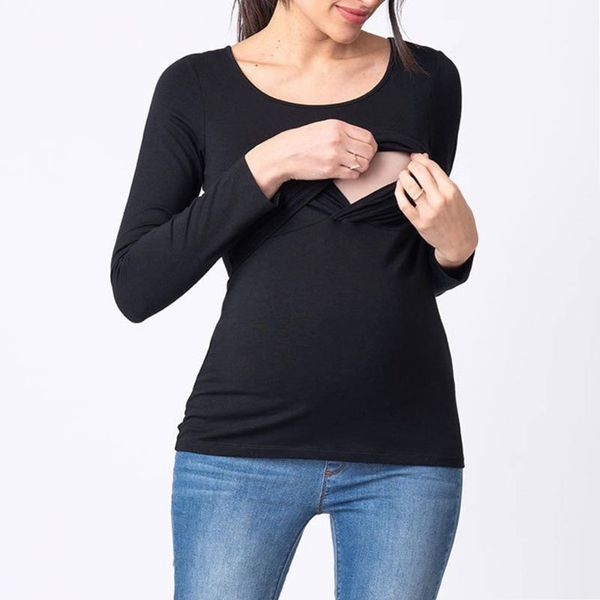 womens designer breastfeeding pregnant women long sleeve solid color t-shirtd5dc, Black;brown
womens designer breastfeeding pregnant women long sleeve solid color t-shirtd5dc, Black;brown