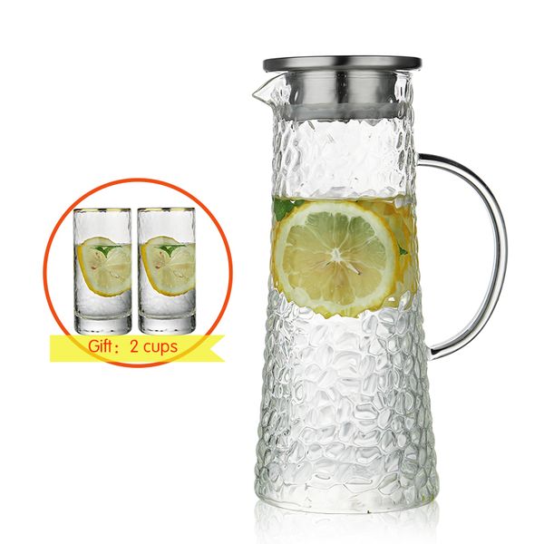 glass pitcher cold water bottle hammer glass bottle with handle high temperature resistance for tea fruit juice 1400ml
glass pitcher cold water bottle hammer glass bottle with handle high temperature resistance for tea fruit juice 1400ml
