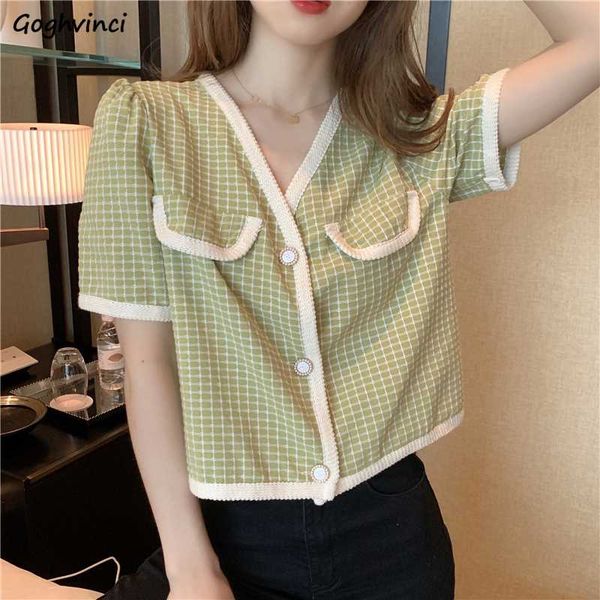 shirts women plaid short sleeve casual v-neck summer crop students sweet fashion all-match daily outwear ulzzang blouses bf, White
shirts women plaid short sleeve casual v-neck summer crop students sweet fashion all-match daily outwear ulzzang blouses bf, White