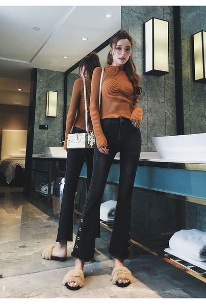 black female jeans new ultra large fire pants code fat mm speakers straight han edition show thin bootleg nine points, Blue
black female jeans new ultra large fire pants code fat mm speakers straight han edition show thin bootleg nine points, Blue